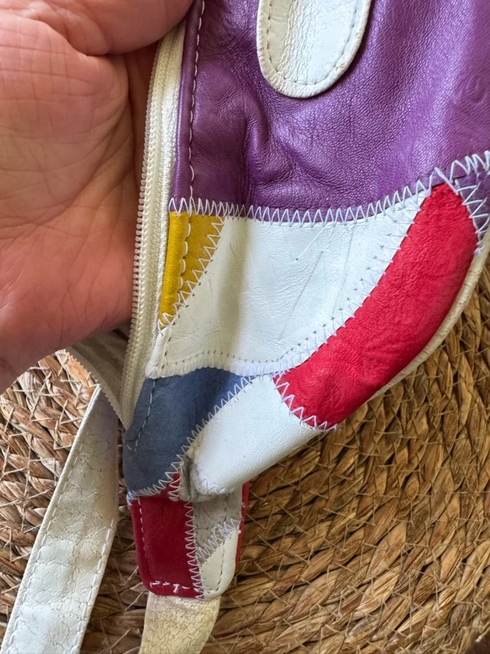 Vtg Colorblock Leather Fanny pack Mini Bag - fun colors, retro af - Picture 2 of 6